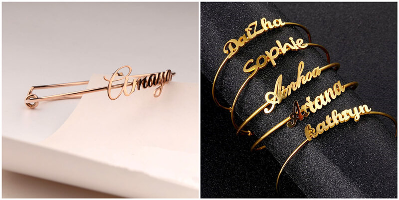 personalised name plate bangle replica wholesale personalized bangles made in china